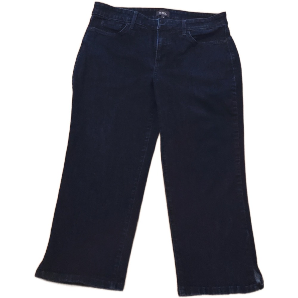 NYDJ Cool Embrace Wide Leg Crop Jeans Dark Wash Lift Tuck Denim Womens 14